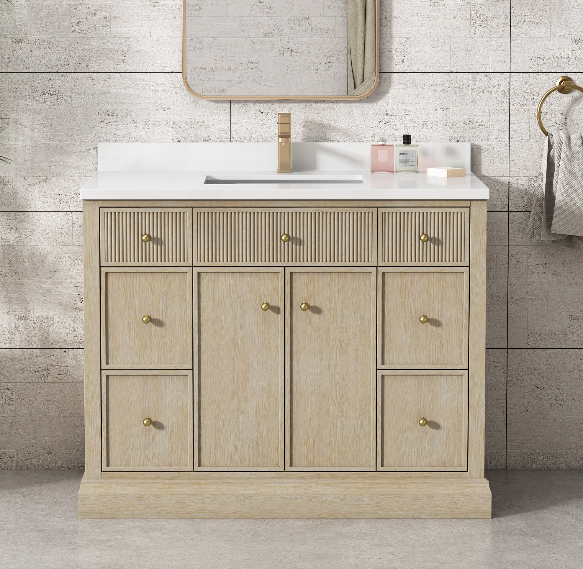 One Allium Way® 42" Bathroom Vanity With Single Sink, Backsplash ...